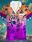 abordables Camisas hawaianas-Plano Moda Casual Hombre camisa de lino Camisa casual Camisa de verano Hawaiano Festivos Vacaciones Primavera verano Diseño Manga Corta Amarillo Azul Piscina Naranja S M L Camisa