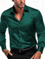cheap Men&#039;s Casual Shirts-Men&#039;s Shirt Satin Shirt Button Up Shirt Casual Shirt Black White Wine Navy Blue Green Long Sleeve Plain Lapel Daily Vacation Clothing Apparel Satin Fashion Casual Comfortable