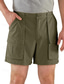cheap Men&#039;s Shorts-Men&#039;s Cargo Shorts Shorts Button Elastic Waist Multi Pocket Plain Comfort Breathable Short Outdoor Daily Holiday Cotton Blend Fashion Casual Dark Khaki Light Khaki