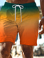 billiga grafiska shorts-Herr Svett shorts Beach Shorts Terry Shorts Snörning Elastisk midja 3D-utskrift Lutning Andningsfunktion Mjuk Kort Dagligen Helgdag Streetwear Ledigt Fritids- Orange Brun Microelastisk