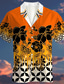billiga Tropiska skjortor-Nyans Blommig Geometrisk Mode Hawaiisk Designer Herr Hawaii skjorta Lägerskjorta Grafisk skjorta Utomhus Gata Ledigt Sommar Nedvikt Kortärmad Gul Blå Orange S M L Skjorta