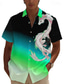 abordables Camisas estampadas para hombre-dragón guardián x lu | Camisa de manga corta estilo oscuro criaturas míticas dragón loong para hombre