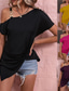 tanie Seksowne topy damskie-Podkoszulek Damskie Czarny Żółty Rumiany róż Jednokolorowe Asymetryczny brzeg Zimne ramię Ulica Codzienny Moda Na jedno ramię Regularny S