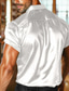 billiga fritidsskjortor för män-Herr Skjorta Satinskjorta Knapp upp skjorta Casual skjorta Svart Vit Grön Kortärmad Slät Kavajslag Dagligen Semester Framficka Kläder Mode Ledigt Bekväm