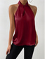 baratos Camisolas &amp; Baby Dolls de mulher-Camisola Feminina Regata Preta Branca Amarela Simples Ombros Frio Rua Moda Diária Gola Halter Ajuste Regular S