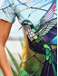 cheap Animals tee-Women&#039;s T shirt Round Neck Stained Glass Hummingbird Print Short Sleeve Fitted Top Artistic Vibrant Casual Summer Wear Comfortable Fashion Clothing Apparel