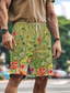 billiga grafiska shorts-Herr Svett shorts Beach Shorts Snörning Elastisk midja 3D-utskrift Växter Mjuk Kort Dagligen Helgdag Streetwear Ledigt Fritids- Gradient orange Grön Microelastisk