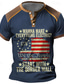 billiga Grafisk T-shirt för män-Grafisk Amerikanska flaggan 1776 Mode Retro / vintage Klassisk Herr 3D-tryck T-shirt Henleytröja Utomhussport Helgdag Utekväll T-shirt Svart Armégrön Mörkblå Kortärmad Henley Skjorta Vår &amp; sommar