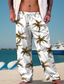 cheap Linen Pants-Palm Tree Vacation 3D Print Hawaiian Men&#039;s Side Pockets 3D Print Elastic Drawstring Design Pants Trousers Straight-Leg Trousers Outdoor Hawaiian Holiday Polyester Navy Blue Brown Green S M L Medium