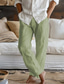 Χαμηλού Κόστους λινό παντελόνι-Ανδρικά Λευκά παντελόνια Παντελόνια Καλοκαίρι παντελόνι Τσέπη Ελαστική μέση Ισιο πόδι Σκέτο Άνεση Αναπνέει Causal Καθημερινά Αργίες Μοντέρνα Κλασσικό στυλ Λευκό Ουρανί