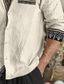 cheap Men&#039;s Linen Shirts-Men&#039;s Linen Shirt Shirt Button Up Shirt Summer Shirt Beach Shirt Black White Orange Long Sleeve Color Block Lapel Spring &amp; Summer Casual Daily Clothing Apparel Front Pocket