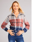 cheap Graphic shop shirt-Women&#039;s Shirt Fashion Plaid Buttons Print Long Sleeve Regular Tops Shirt Collar Casual Red Blue Khaki Gray Spring &amp;  Fall