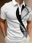 billiga Grafisk polo-3D Print Herr Ledigt 3D Mönster POLO Shirt Sport &amp; Utomhus Semester Streetwear Mjölkfiber Kortärmad Nedvikt Polotröjor Svart Vit Sommar S M L Microelastisk Lapel Polo