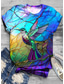 cheap Animals tee-Women&#039;s T shirt Round Neck Stained Glass Hummingbird Print Short Sleeve Fitted Top Artistic Vibrant Casual Summer Wear Comfortable Fashion Clothing Apparel