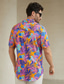 olcso Hawaii ingek-férfi műselyem ing alkalmi ing levél trópusi hawaii divat alkalmi ing gombos ing napi hawaii vakáció nyári hajtóka rövid ujjú lila