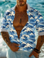رخيصةأون قمصان رجالية مطبوعة-قمصان رجالي من Carefree Interlude X Joshua Jo بمقاسات تموجات الماء مطبوعة للإجازات بأكمام طويلة