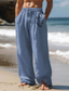 Χαμηλού Κόστους λινό παντελόνι-άγκυρα εμπριμέ ανδρικό βαμβακερό λινό παντελόνι vintage παντελόνι πλαϊνές τσέπες ελαστικό σχέδιο κορδόνι περίσφιξης στη μέση καθημερινή εξωτερική χρήση