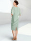 halpa Teen pituus-Tuubi Polvipituinen Juhlamekko Coctail-asu Häävieraspuku Morsiammen äidin asu Puolihiha Pyöreä Tyylikäs Häävieras Sifonki kanssa Koristehelmillä