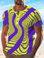 baratos T-shirt Homem estampado gráfico-camiseta masculina colorida férias x designer kris ilusão de ótica henley manga curta com botões