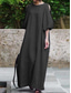ieftine proiectează rochii din bumbac și in-Pentru femei Negru Mov Deschis Kaki Vară Primăvară Toamnă Rochie Maxi Rochii de in bumbac Rochie neagra Rochie de epoca Elegant Boemia Modă Balon / Puf Vacanță Birou Zilnice Potrivire Largă Stil