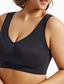 baratos Sutiãs-Top feminino cor pura esporte básico academias em casa nylon respirável v aro sem mangas sutiã almofadas no peito verão primavera roupas para casa