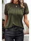 economico Top in Pizzo-Top in pizzo elegante da donna blouse verde militare blu navy pizzo semplice moda quotidiana girocollo regolare bluse semi-formali nere