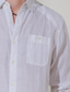 tanie designerska kolekcja-Męskie Koszula lniana koszula Zapinana na guziki koszula Koszula plażowa Biały Długi rękaw Równina Klapa Wiosna i jesień Codzienny Urlop Odzież