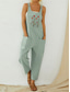 billiga Overall-Dam Vanligt Övergripande Streetwear Blommig Ärmlös U-hals Ficka Mönster Gata Dagligen Normal Svart Grå Sommar
