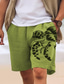 billiga Shorts för män-bomullsshorts herr sommarshorts strandshorts tryck dragsko elastisk midja djurkomfort andas kort utomhussemester gå ut bomullsblandning hawaiiansk casual vit rosa