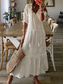 cheap Plain Dresses-Women&#039;s White Dress Maxi Dress Ruffle Streetwear Maxi V Neck Half Sleeve White Color