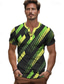 abordables T-shirts graphiques pour hommes-Colorful Holiday X Designer Kris T-shirt Henley à manches courtes boutonné pour homme avec blocage de couleur géométrique