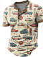 abordables Camisetas gráficas de hombre-Coche Vacaciones Retro Antiguo Hombre Impresión 3D Henley Shirt Fiesta Calle Camiseta Amarillo Caqui Manga Corta Cuello Barco Camisa Verano Primavera Ropa S M L XL XXL 3XL