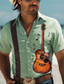abordables Camisas hawaianas-Guitarra Vintage Complejo Hombre Camisa Exterior Verano Primavera Cuello Manga Corta Verde Trébol S, M, L Poliéster Camisa
