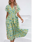 preiswerte Elegante Blumenkleider-Damen Midikleid schwarzes kleid Casual kleid Schaukelkleid Sommerkleid Elegant Böhmen Kuschelig Hochzeit Urlaub Party Lockere Passform Blumen Ditsy Blumig Kurzarm V Ausschnitt Schwarz und Weiß Wei