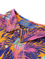 זול חולצות טרופיות-חולצת זהורית לגברים חולצה מזדמנת עלה עלה טרופי הוואי אופנה חולצה מזדמנת חולצת כפתורים יומית חופשה הוואית קיץ דש שרוול קצר סגול