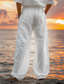 cheap Designer Collection-Men&#039;s Linen Pants Trousers Summer Pants Beach Pants Drawstring Elastic Waist Print Coconut Tree Comfort Daily Vacation Beach 20% Linen Vacation Fashion White