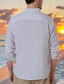 economico camicie di lino da uomo-Per uomo Camicia camicia di lino Camicia con bottoni Camicia da spiaggia Bianco Manica lunga Liscio Bavero Primavera &amp; Autunno Giornaliero Da mare Abbigliamento