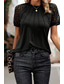 economico Top in Pizzo-Top in pizzo elegante da donna blouse verde militare blu navy pizzo semplice moda quotidiana girocollo regolare bluse semi-formali nere