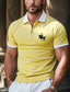 cheap Polo Shirts-Men&#039;s Polo Knit Polo Sweater Outdoor Business Turndown Short Sleeve Modern Formal Solid Color Zipper Summer Regular Fit Yellow Polo