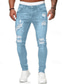 cheap Jeans and Denim Shorts-Men&#039;s Jeans Skinny Trousers Ripped Jeans Denim Pants Pocket Ripped Solid Color Comfort Full Length Daily Sports Denim Streetwear Stylish Light Blue Micro-elastic