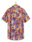 cheap Hawaiian Shirts-Men&#039;s Rayon Shirt Casual Shirt Leaf Tropical Hawaiian Fashion Casual Shirt Button Up Shirt  Daily Hawaiian Vacation Summer Lapel Short Sleeve Purple