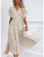 preiswerte Elegante Blumenkleider-Damen Midikleid schwarzes kleid Casual kleid Schaukelkleid Sommerkleid Elegant Böhmen Kuschelig Hochzeit Urlaub Party Lockere Passform Blumen Ditsy Blumig Kurzarm V Ausschnitt Schwarz und Weiß Wei