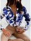 cheap Women&#039;s Graphic Tops-Women&#039;s Shirt Blouse Casual Floral Striped Buttons Print Long Sleeve Regular Tops Shirt Collar Daily White Light Green Royal Blue Blue Green Spring &amp; Summer