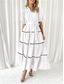 cheap Plain Dresses-Women&#039;s White Dress Maxi Dress Lace up Button Date Vacation Streetwear Maxi Shirt Collar Half Sleeve Black White Pink Color