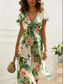 cheap Print Dresses-Women&#039;s Midi Dress Floral V-Neck A-Line Flutter Sleeve Rose Pattern Lightweight Summer Garden Party Wedding Guest Brunch Flowy Feminine White Pink Green