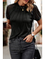 economico Top in Pizzo-Top in pizzo elegante da donna blouse verde militare blu navy pizzo semplice moda quotidiana girocollo regolare bluse semi-formali nere