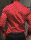 cheap Men&#039;s Printed Shirts-Men&#039;s Shirts Polka Dot Shirt Satin Shirt Artificial Silk Fashion Casual Party Vacation Button Up Shirts Fall Winter Spring &amp; Summer Turndown Long Sleeve Red, Green S, M, L