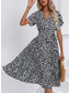 preiswerte Elegante Blumenkleider-Damen Midikleid schwarzes kleid Casual kleid Schaukelkleid Sommerkleid Elegant Böhmen Kuschelig Hochzeit Urlaub Party Lockere Passform Blumen Ditsy Blumig Kurzarm V Ausschnitt Schwarz und Weiß Wei