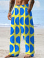 cheap Men&#039;s Plus Size Bottoms-Colorful Holiday X Designer Kris Men&#039;s Geometric Color Blocking Pants Elastic Drawstring Straight-Leg Trousers