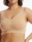 baratos Sutiãs-Top feminino cor pura esporte básico academias em casa nylon respirável v aro sem mangas sutiã almofadas no peito verão primavera roupas para casa